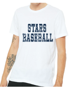 Distressed Navy Text Stars Baseball Tshirt