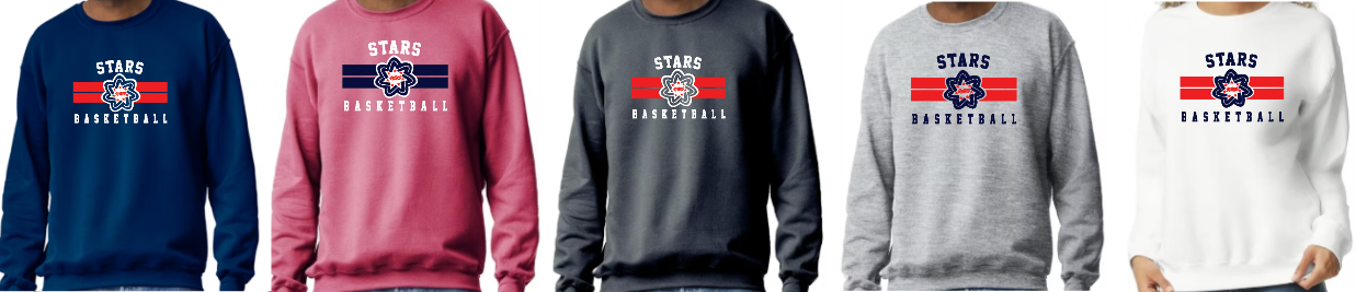Stars Basketball Two Stripe Crewneck