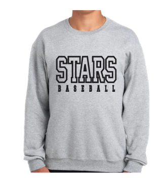 Stars Baseball Black Print Crewneck