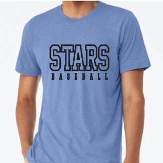 Stars Baseball Black Print Tshirt