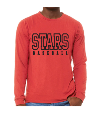 Stars Baseball Black Print Long Sleeve Tshirt