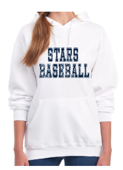 Distressed Navy Text Stars Baseball Sweatshirt