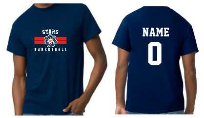 Personalized Stars Basketball Two Stripe TShirt