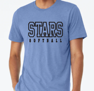 Stars Softball Black Print Tshirt